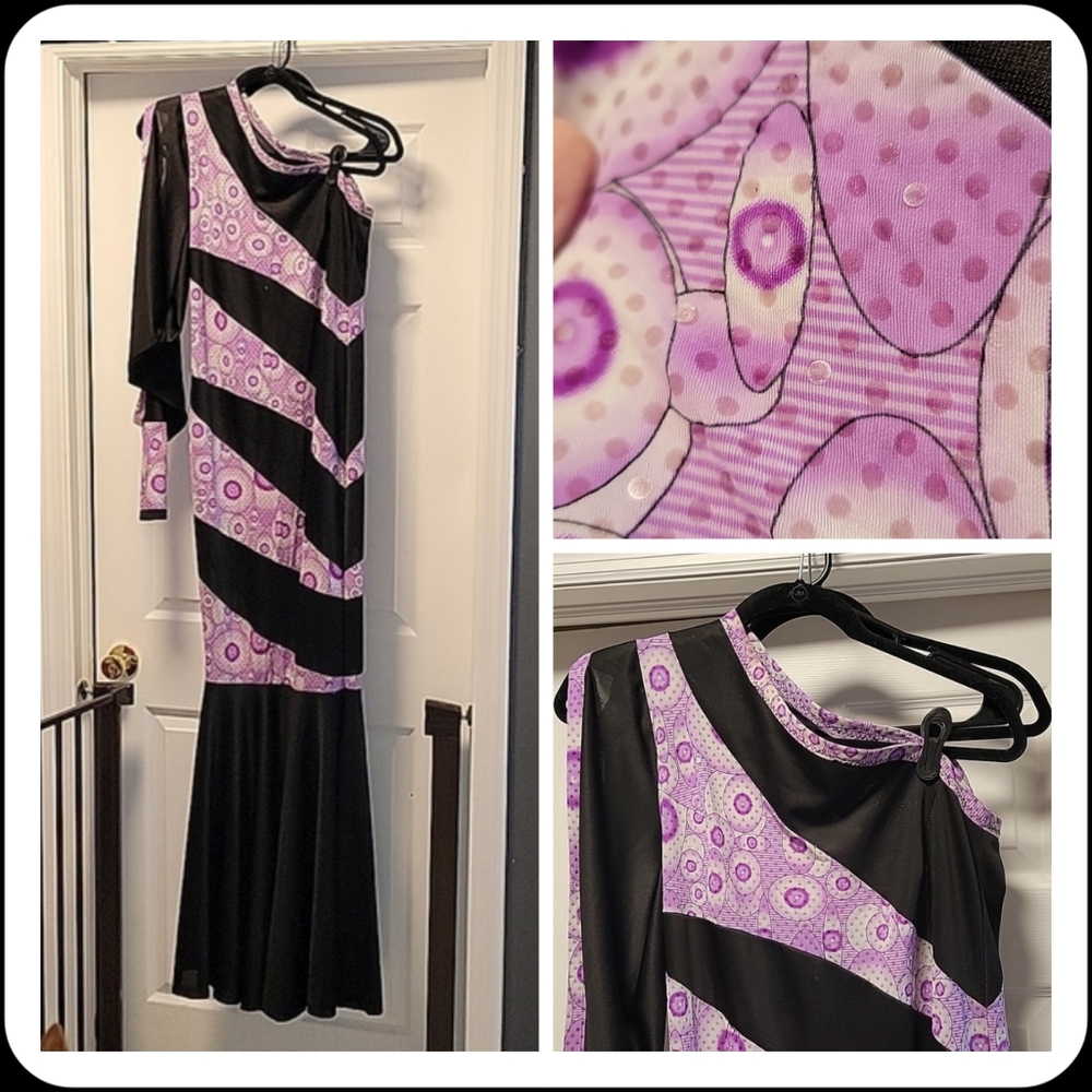 One Sleeved Collared Mermaid Tail Dress - MED STRETCH